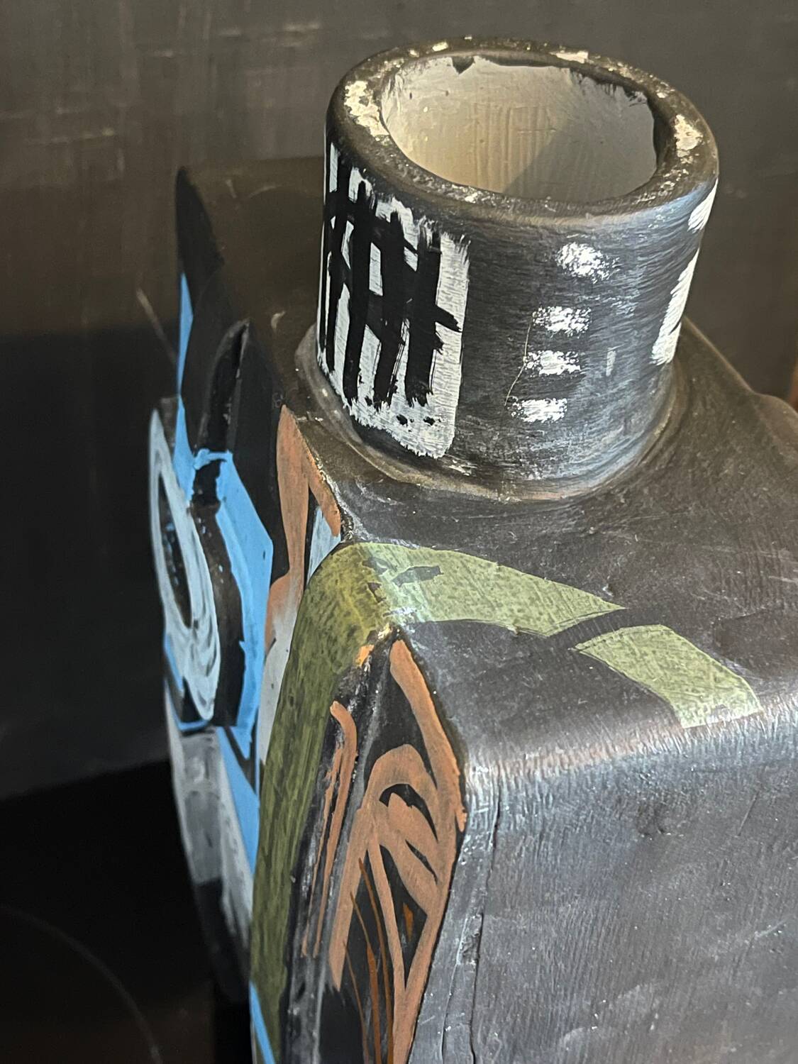 Painted Ceramic Sculpture by Olisch