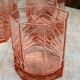 Art Deco Pink Glass Whiskey Glasses