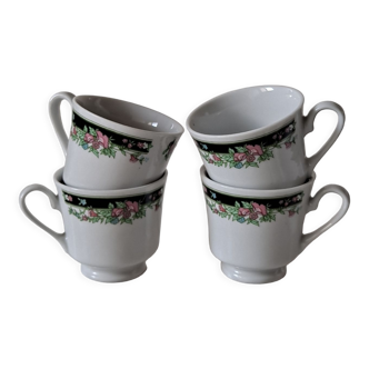 Chinese cups flowered porcelain