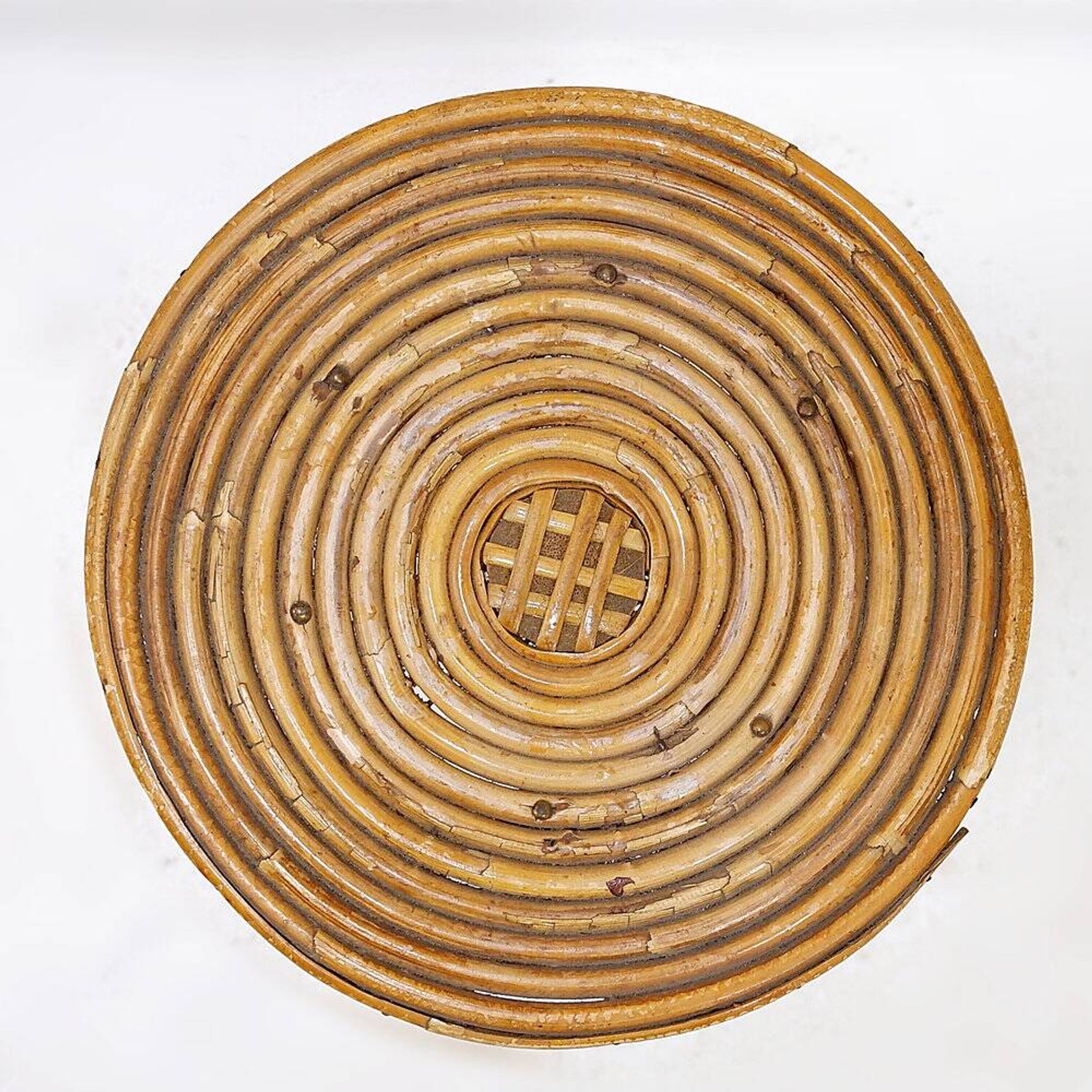 Bohemian plant stand or side table in rattan and bamboo - 1960s
