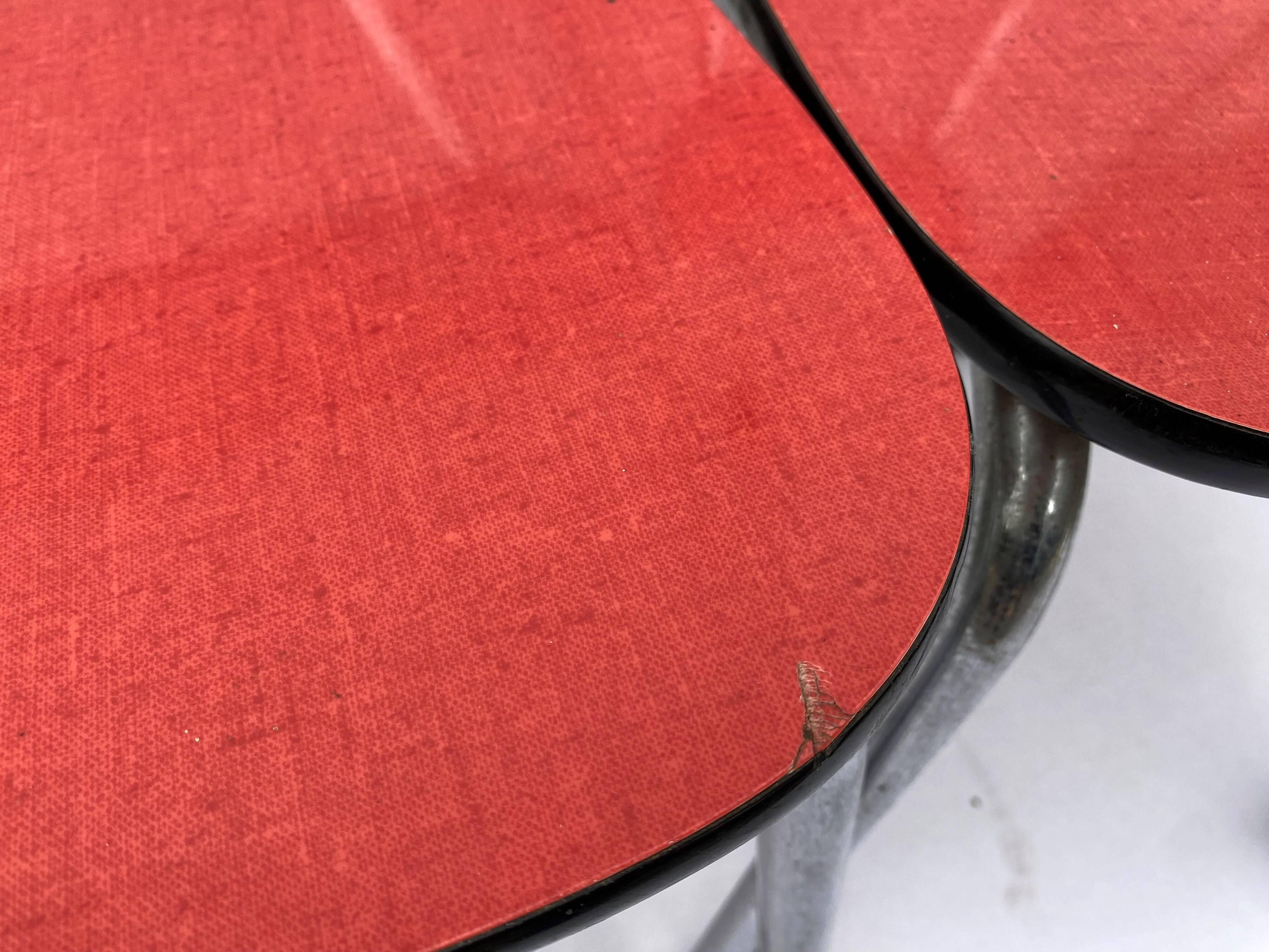 Set of 4 vintage chairs in pop red formica 1960s