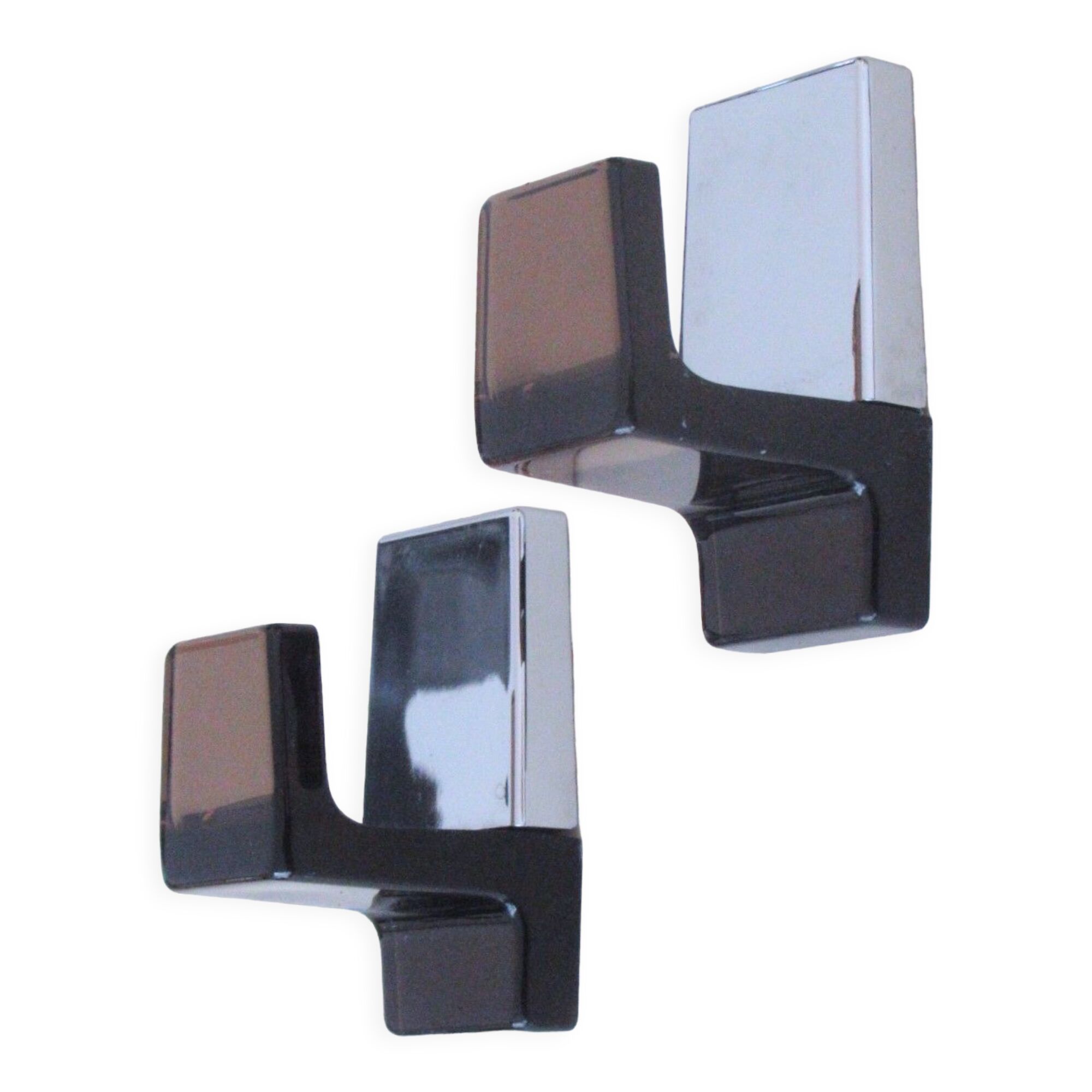 Pair of plexiglass hooks 70s/80s