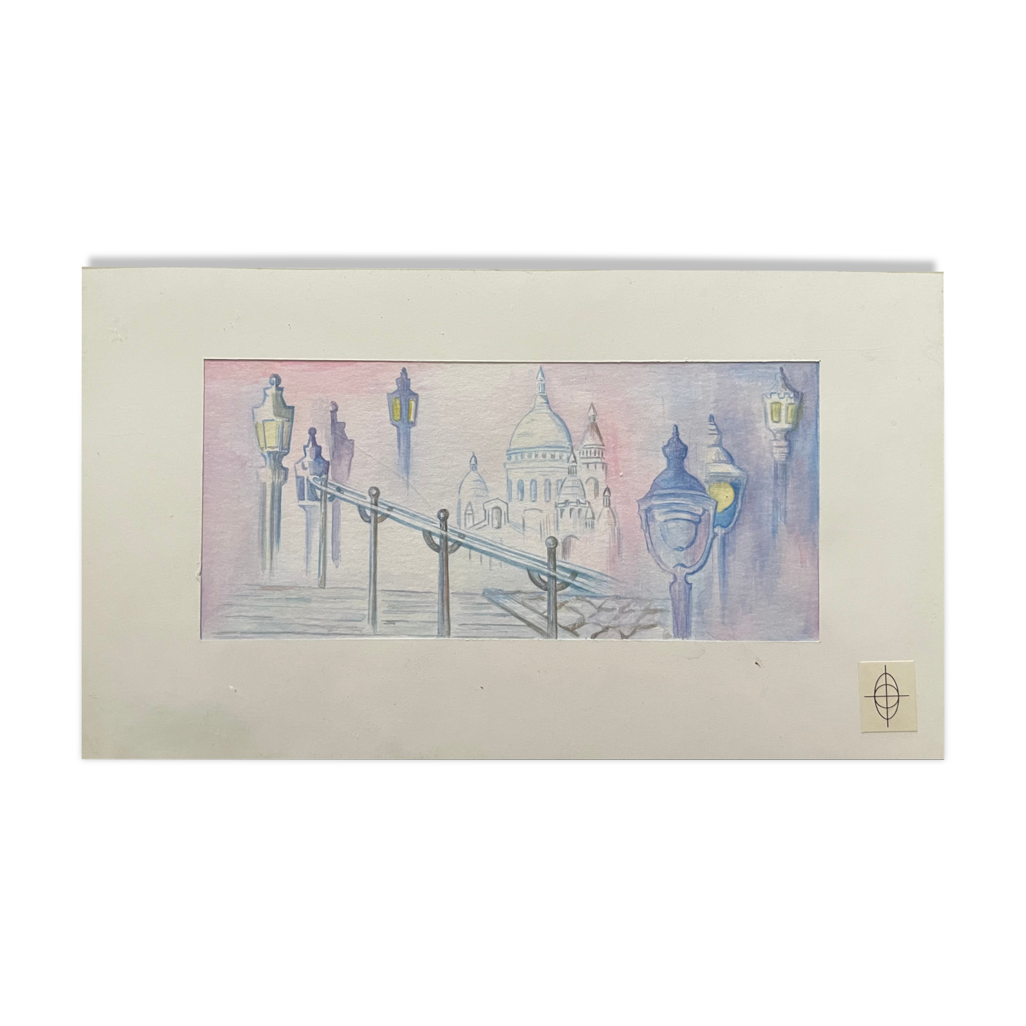 Painting old painting seen from Paris on the Sacré-Coeur