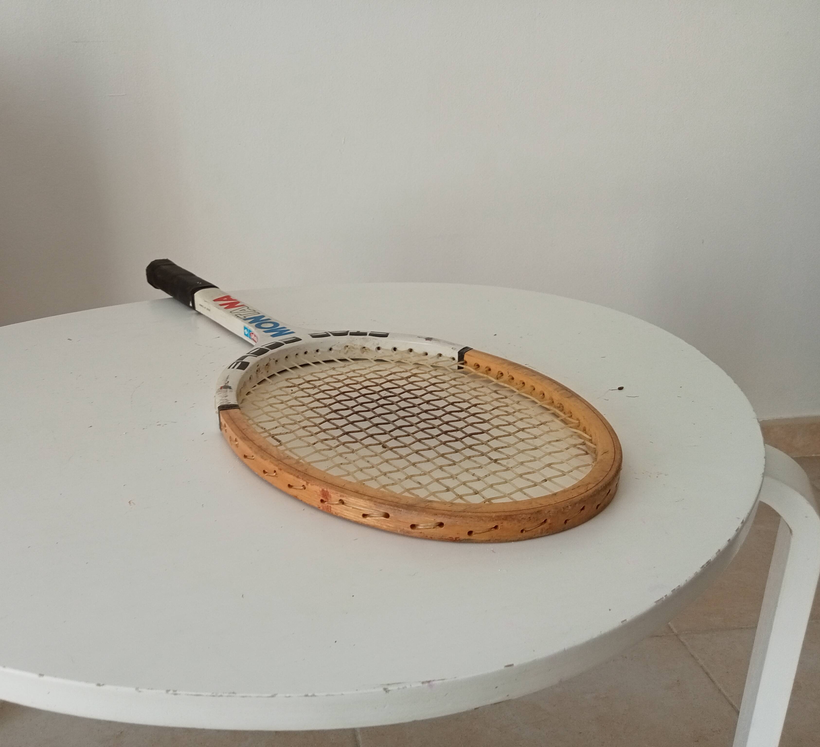 Vintage wooden tennis racket Montana