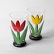 Yellow Tulip Flower Water Tumbler Kosta Boda by Ulrica Hydman Vallien