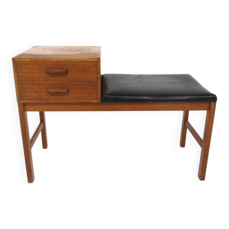 Banc-téléphone scandinave en teck, Suède, 1960