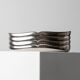 Vintage silver-plated metal bowl with curved relief design, Italy 1960s, elegant appetizer plate