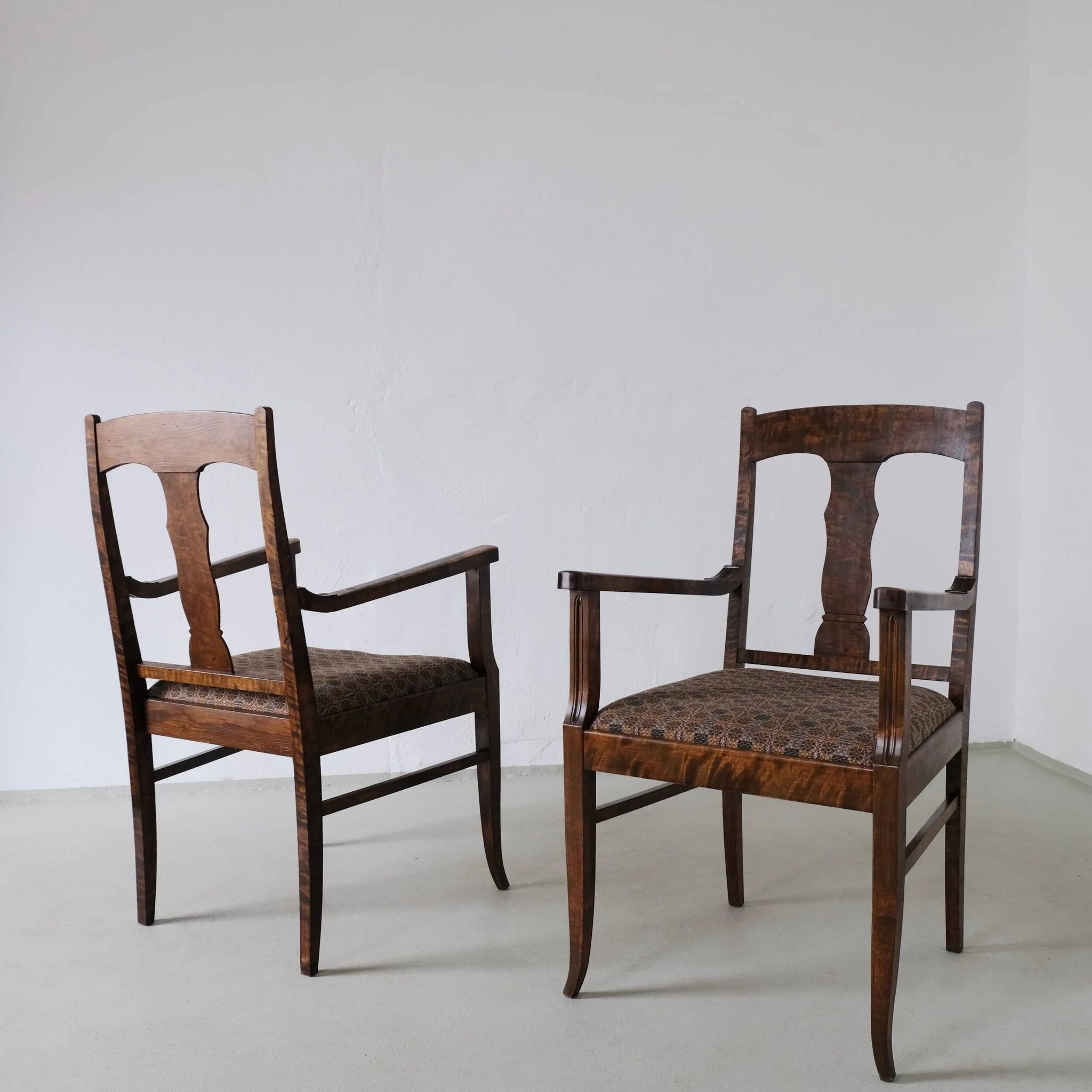 Biedermeier satin birch armchairs | Sweden | set of 2