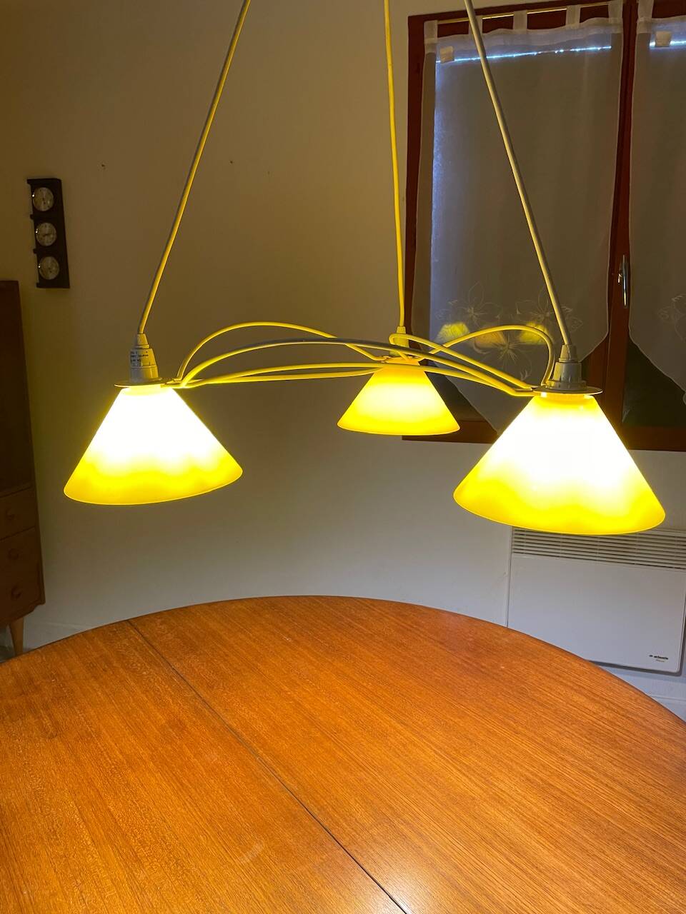 Vintage 3-light pendant light by Le Dauphin circa 1980s