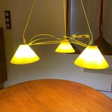 Vintage 3-light pendant light by Le Dauphin circa 1980s