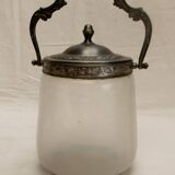 Old opaque blown glass cookie jar kitchen candy collection