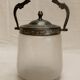Ancien pot à biscuit verre soufflé opaque collection cuisine bonbonnière