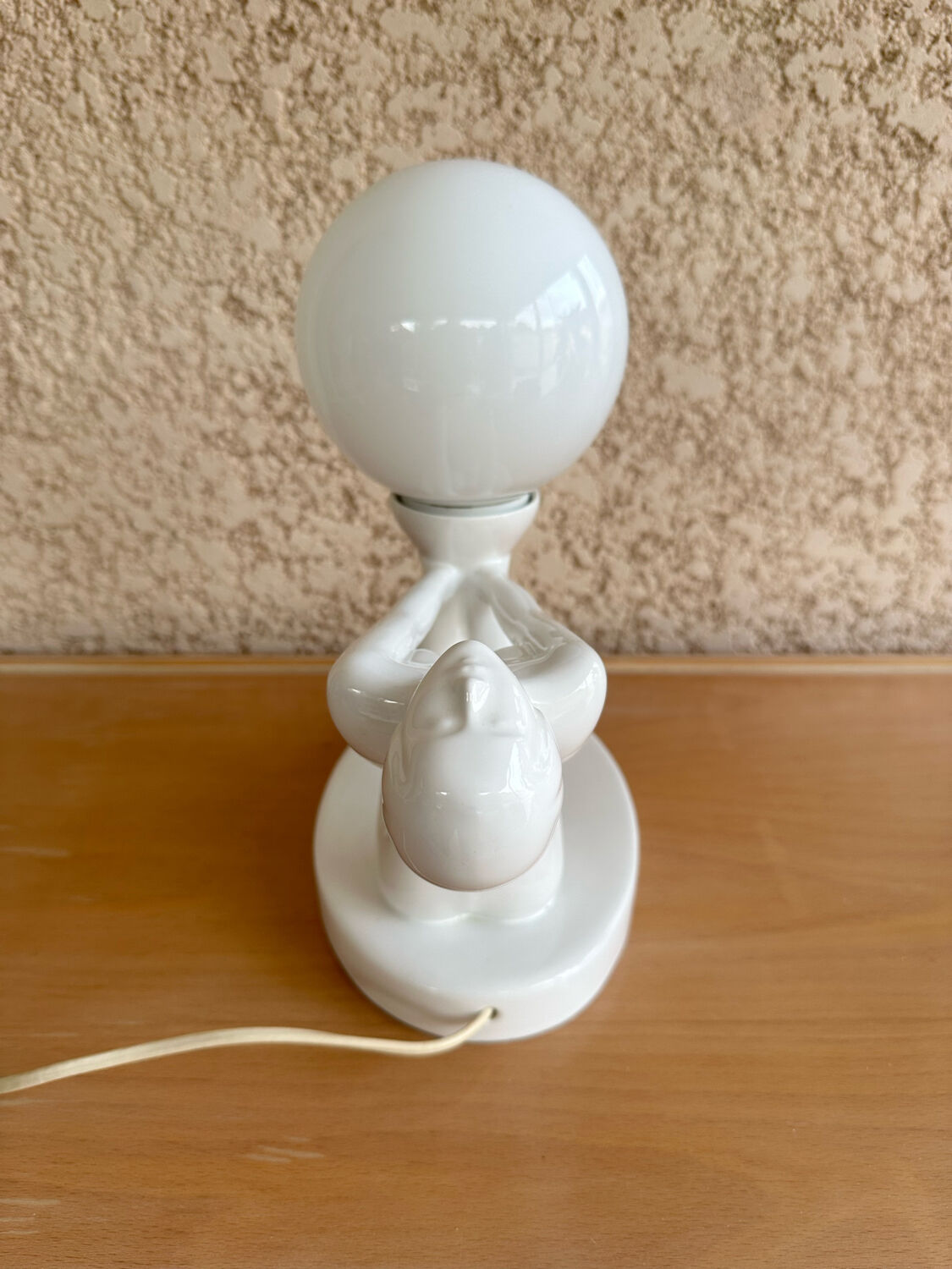 Design lamp in white ceramic and opaline, circa 1980