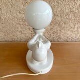 Design lamp in white ceramic and opaline, circa 1980