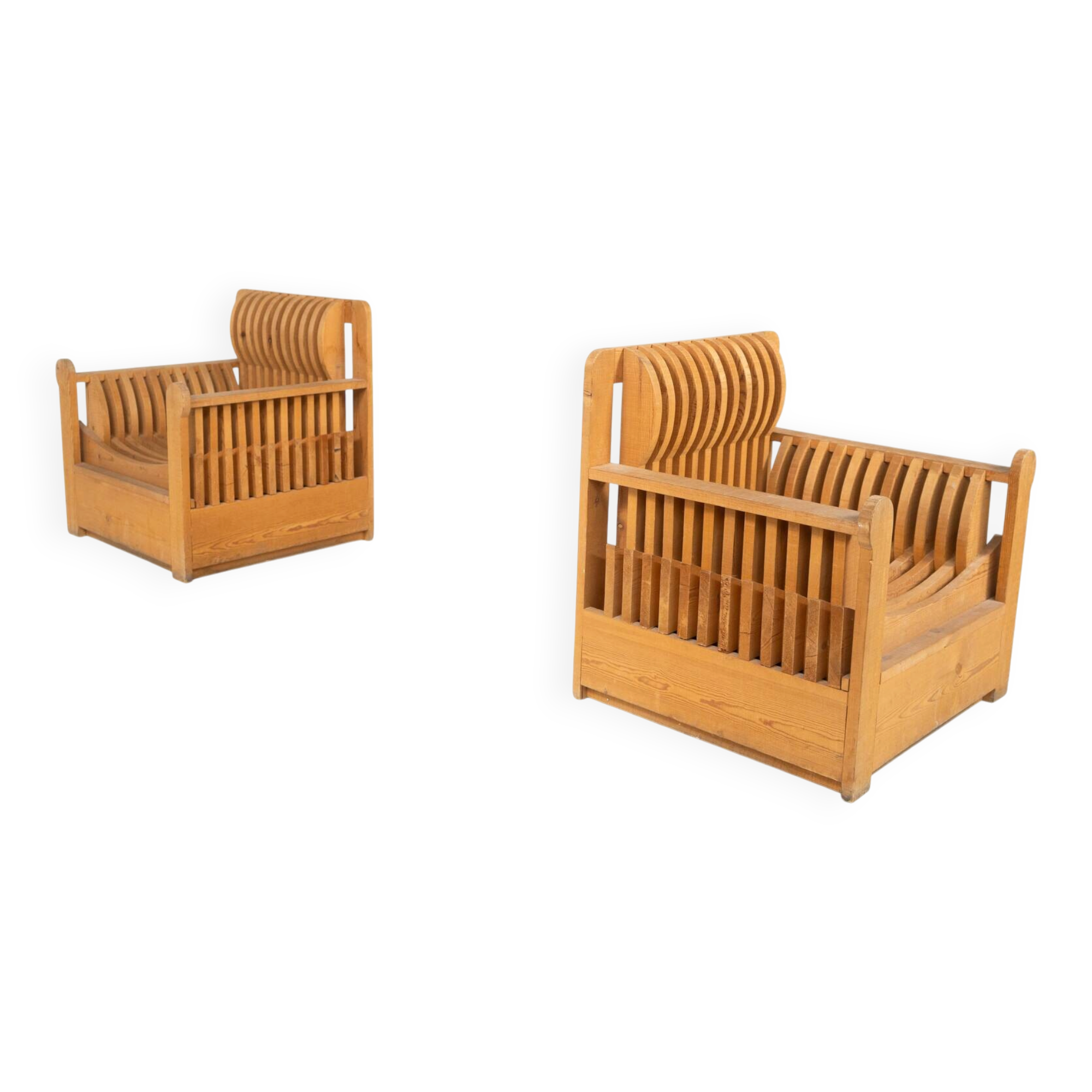 Pair of Armchairs from the " Mobili nella Valle" Series by Mario Ceroli for