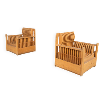 Pair of Armchairs from the " Mobili nella Valle" Series by Mario Ceroli for