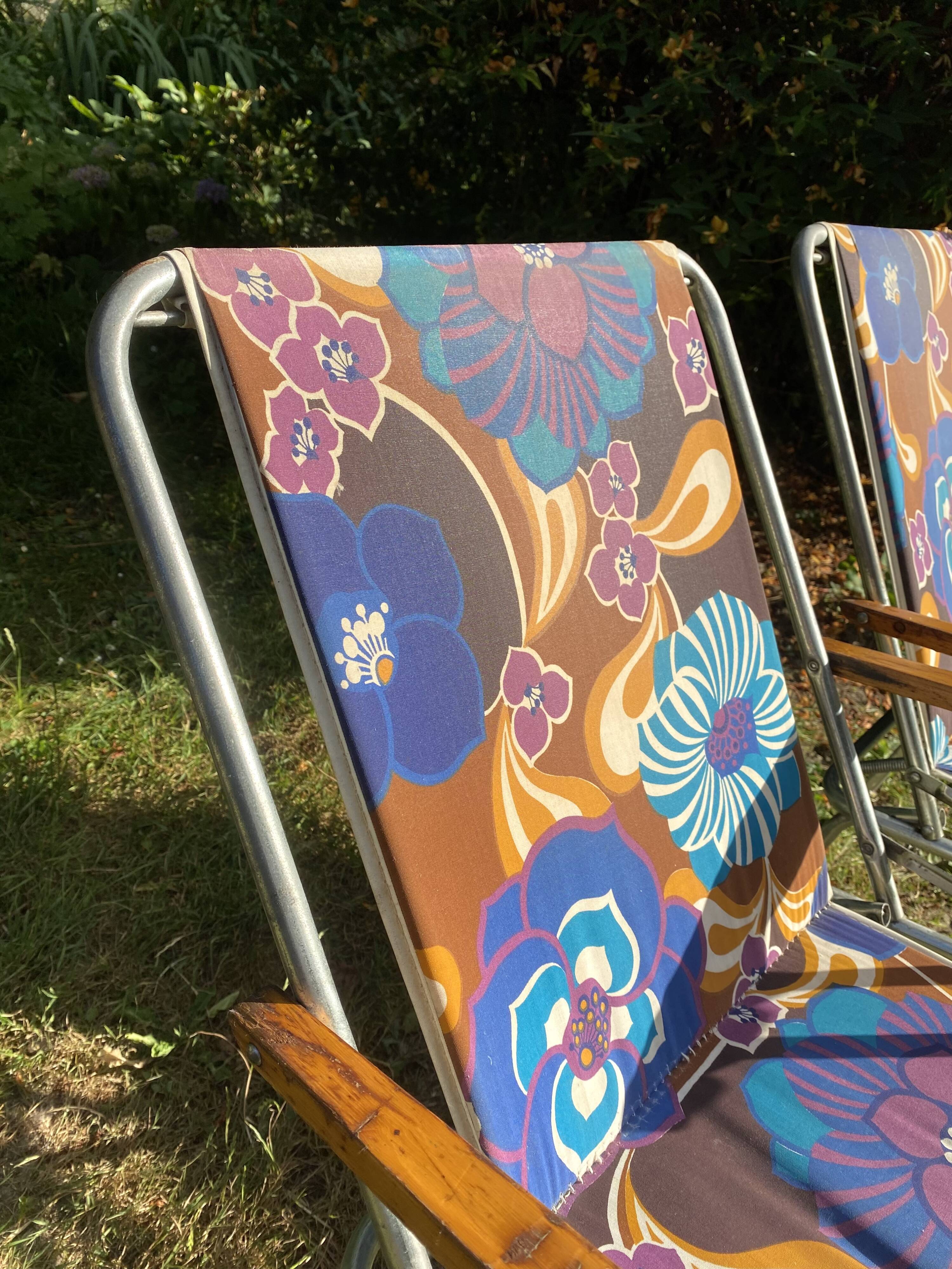70s folding camping chairs, patio garden chairs