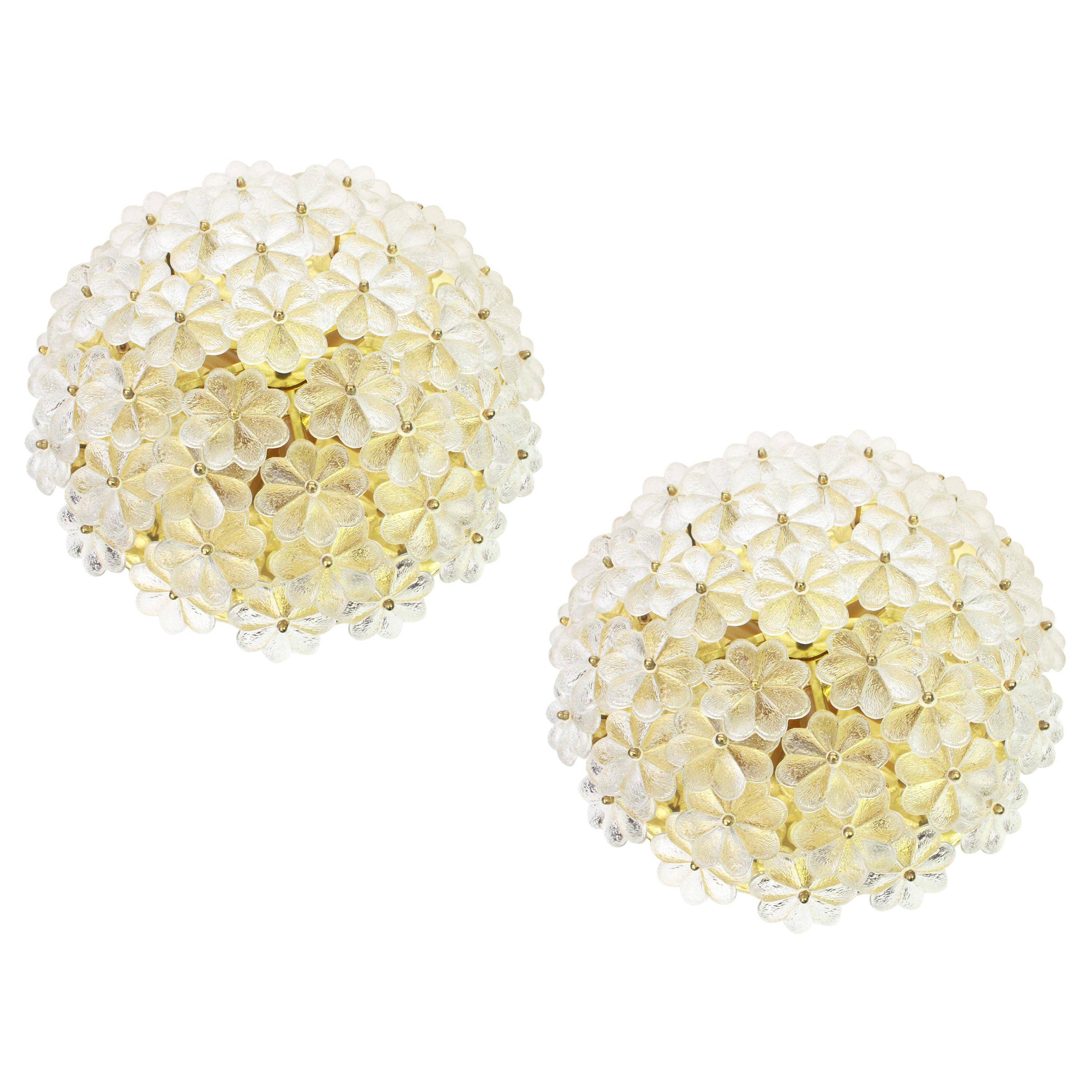 Large flower ceiling light in Murano glass, Ernst Palme, Germany, 1970s