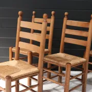 Set of four French ladderback chairs with rush seats – circa 1960