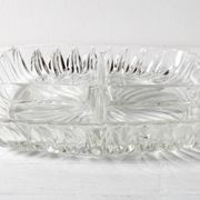 Mid-century Divided Serving Plate / Clear Appetizer Tray / Italy / 1970s