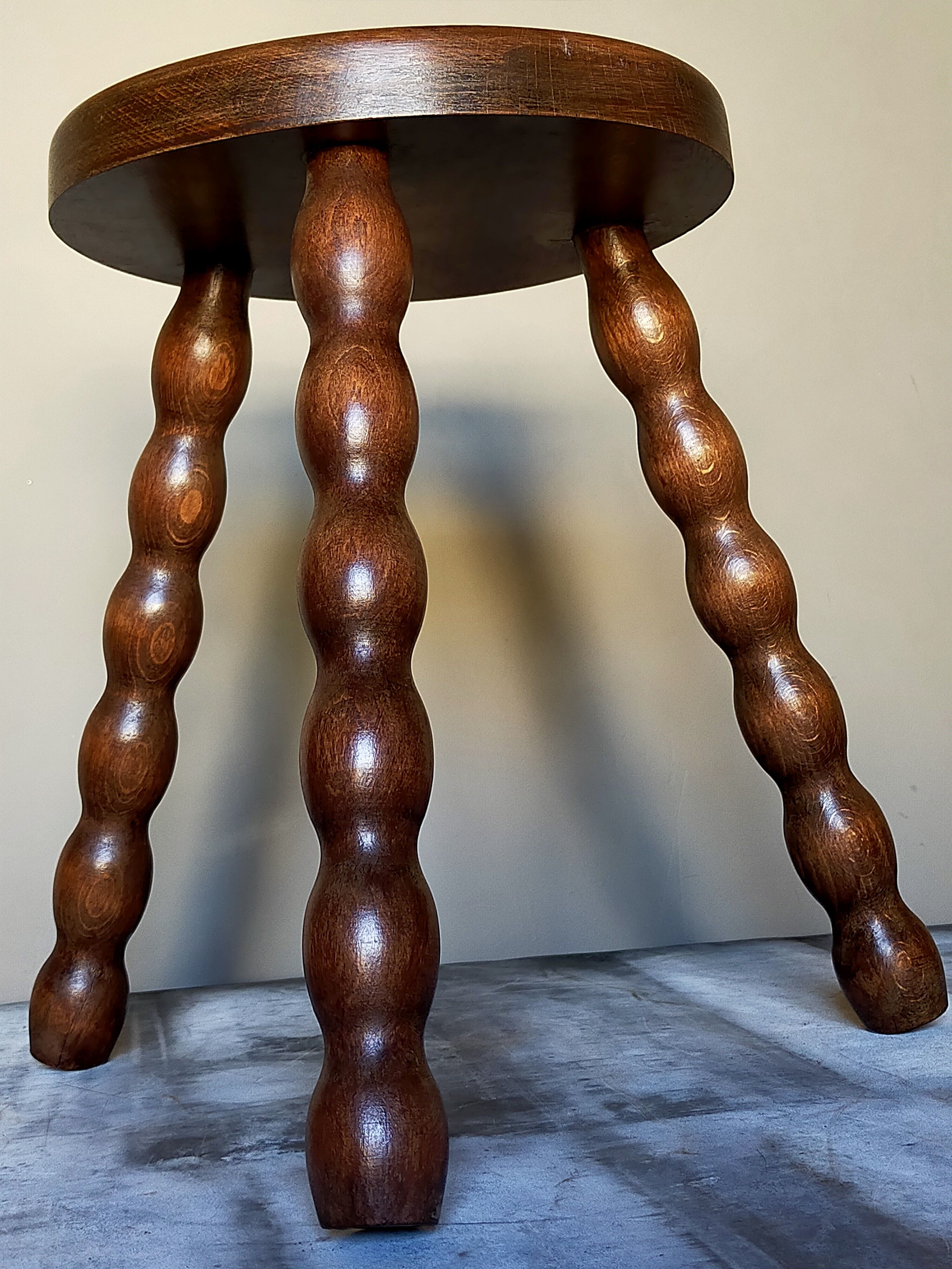 Vintage solid-turned wood tripod tripod