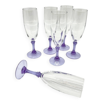 Verres à champagne « Alexandrite » années 1990 – lot de 6