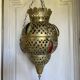 Old vintage oriental lantern pendant lamp in brass