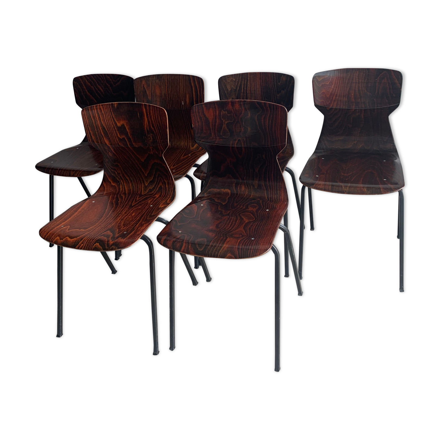 Set of 6 rosewood chairs Eromes