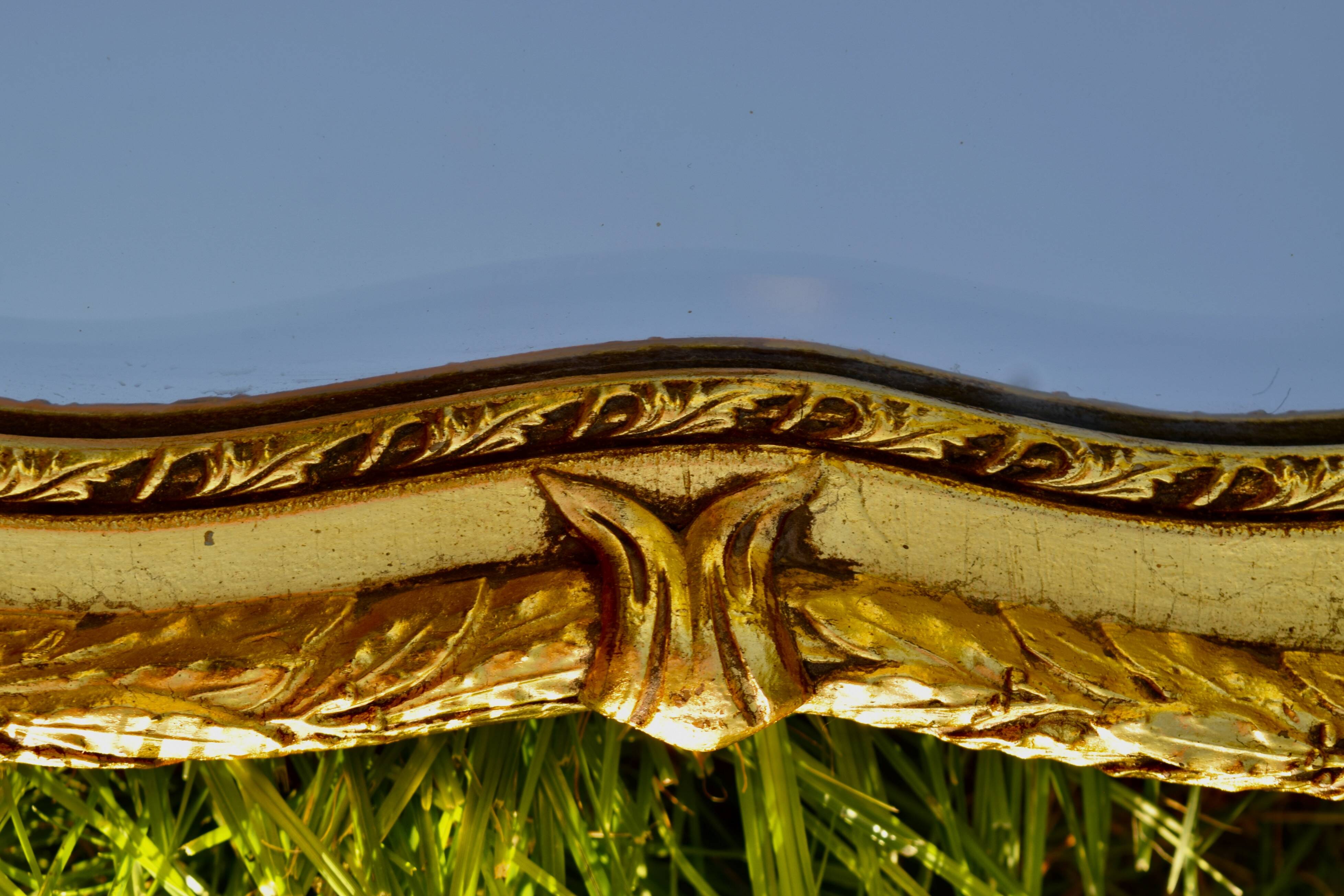 Large Louis XVI style beveled mirror in gilded painted wood - H: 78 cm - 1960