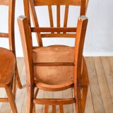 Ensemble de 3 chaises bistrot en bois 1950