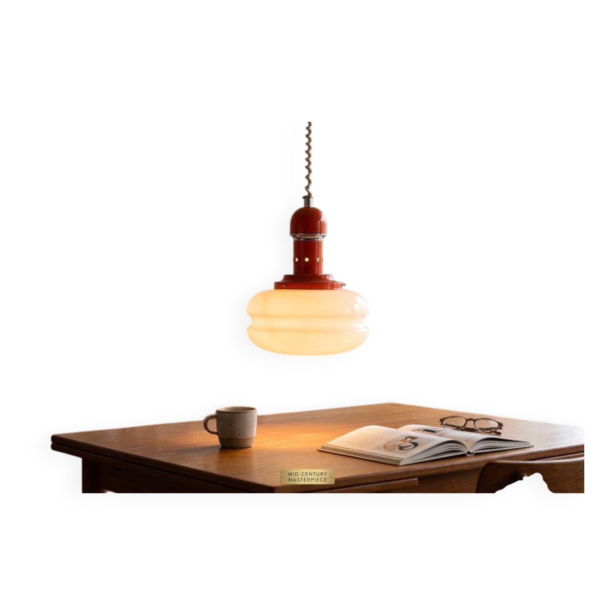 Orange vintage style spatial suspension/lustre.