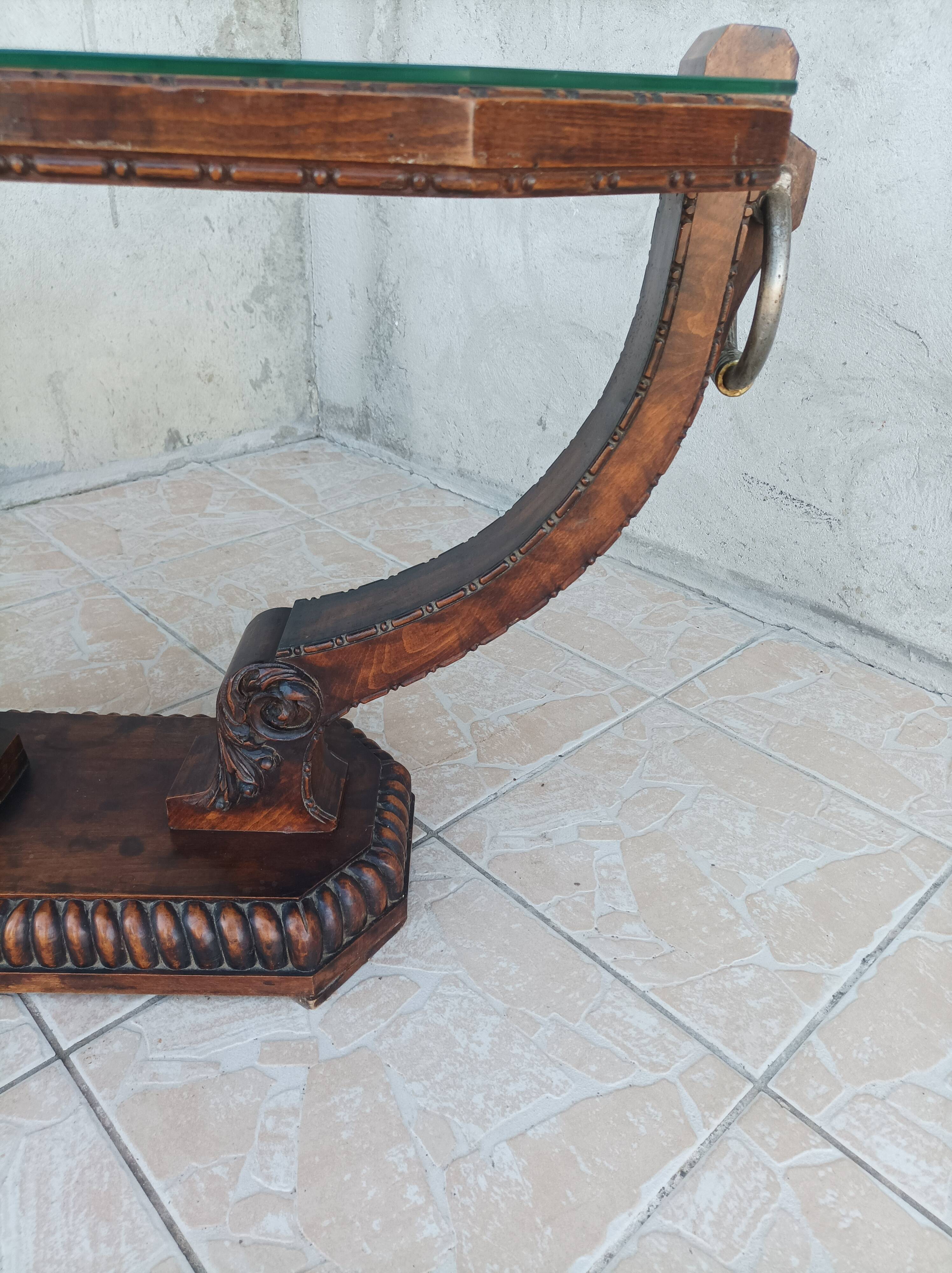 Art Deco style coffee table in carved natural wood
