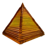 Teakwood Pyramid Table Lamp, Italy, 1970S