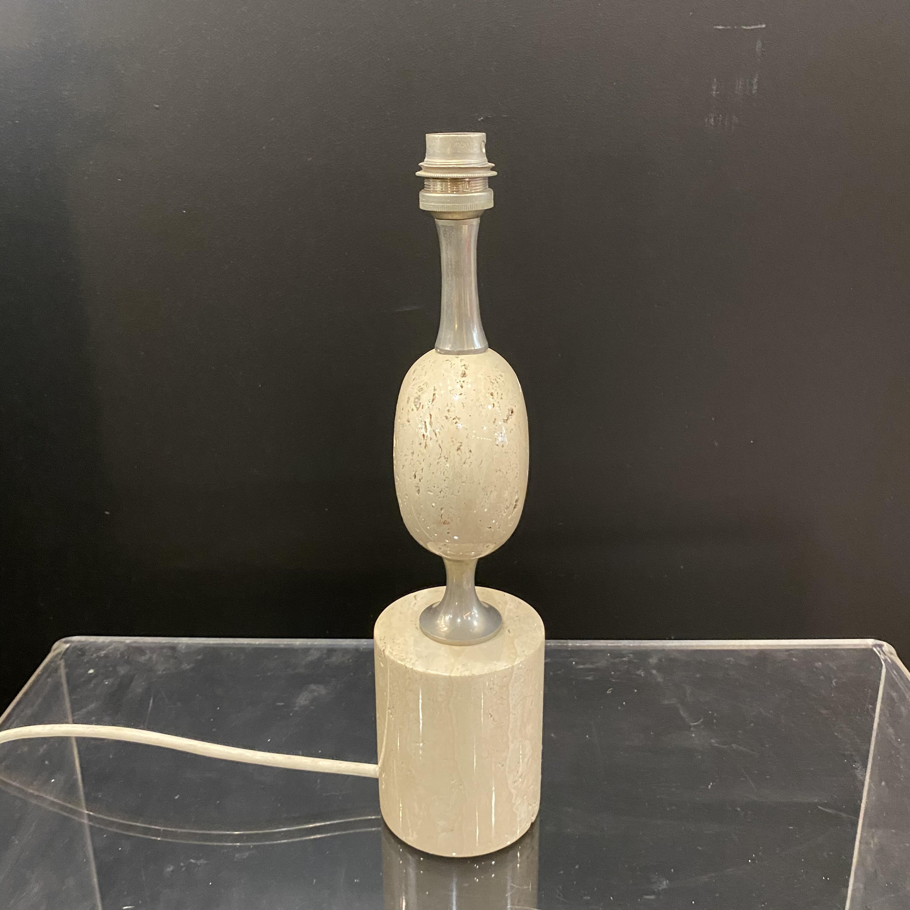 Lamp base travertine Thomas Barbier 1960