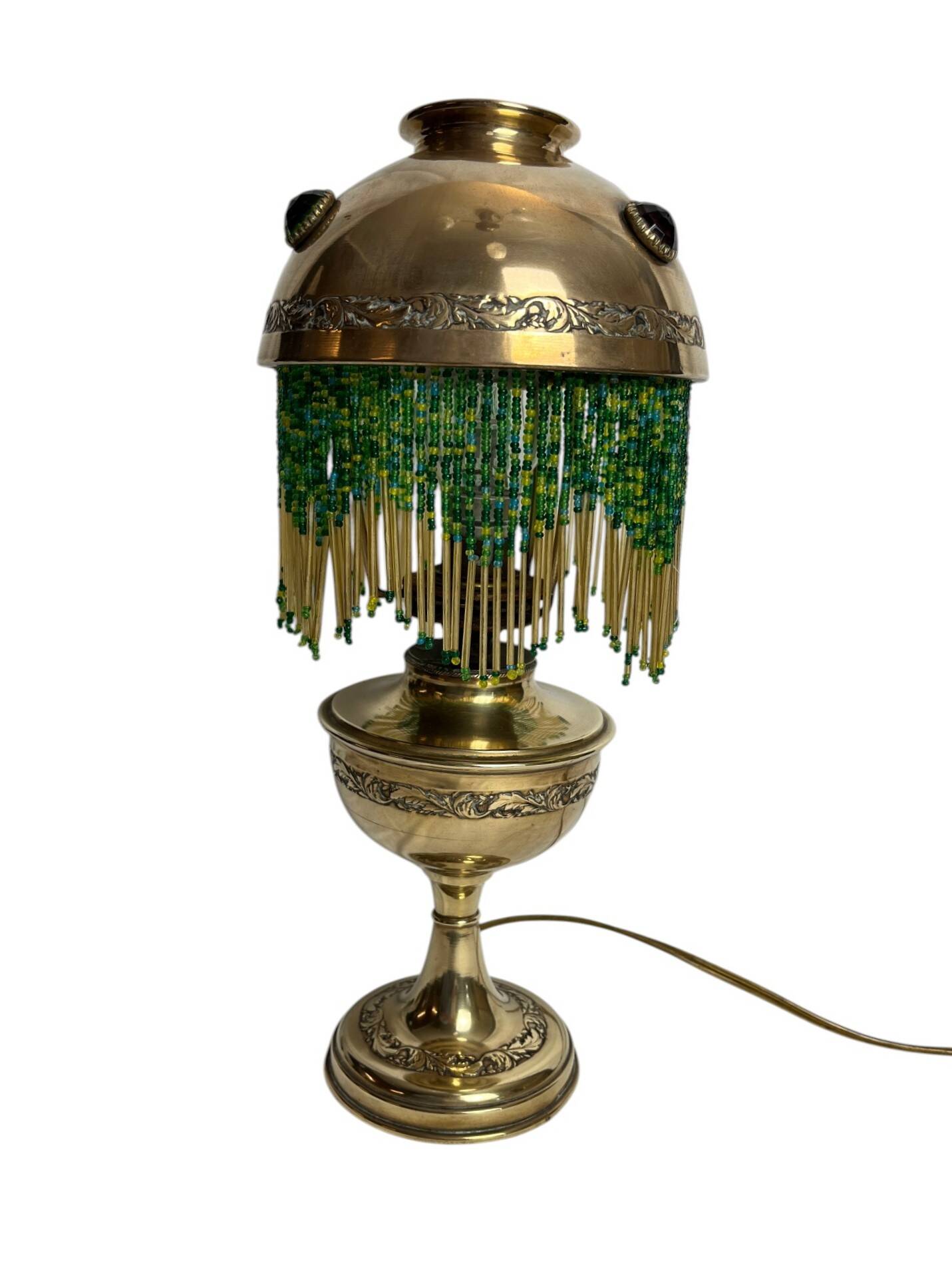 Art Deco Parisian lamp brass beads circa 1940