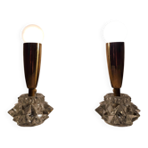 Pair of miniature table lamps in brass with glass base, mid-century, Austria 1960s.
