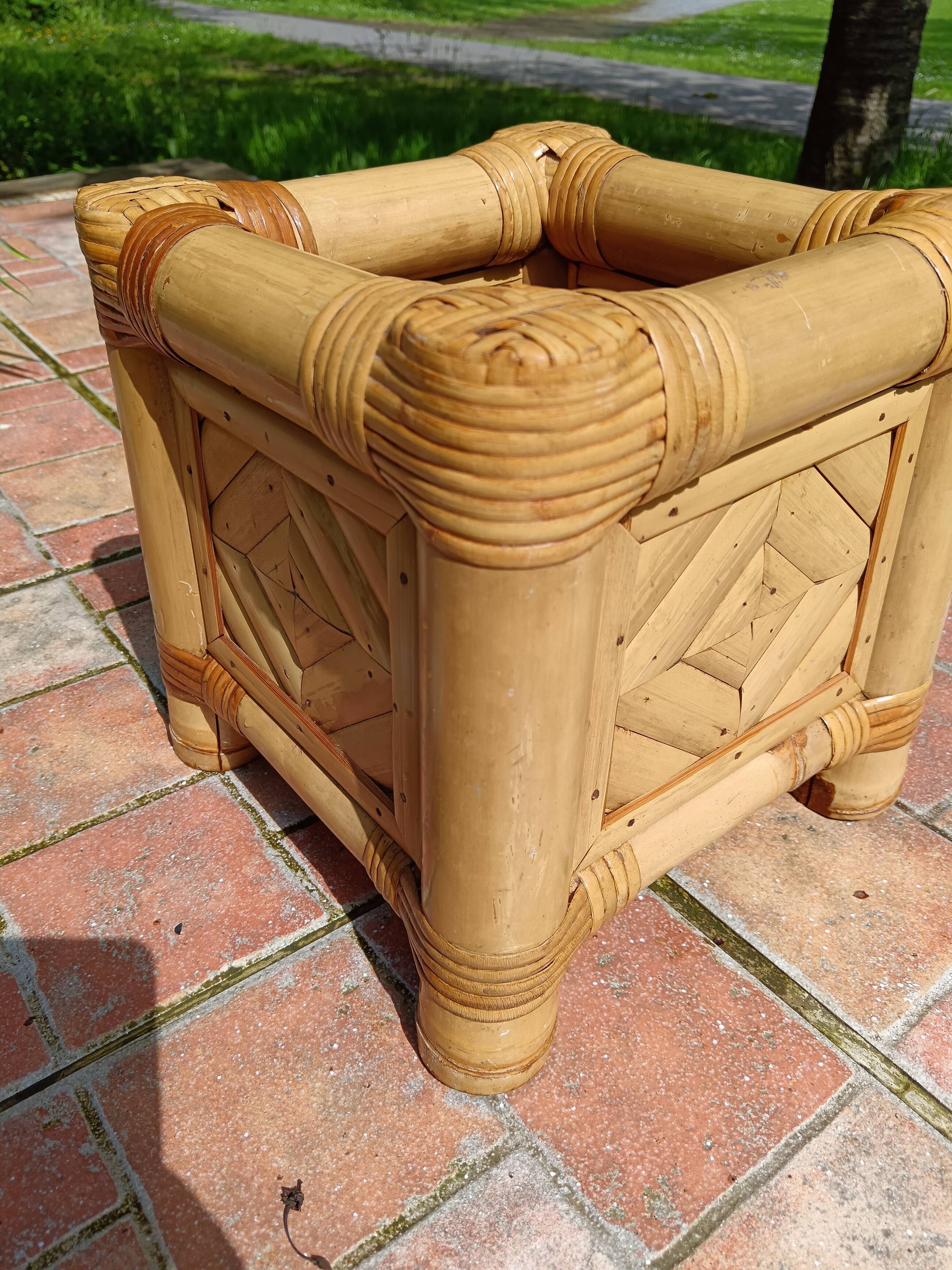 Vintage bamboo plant pot