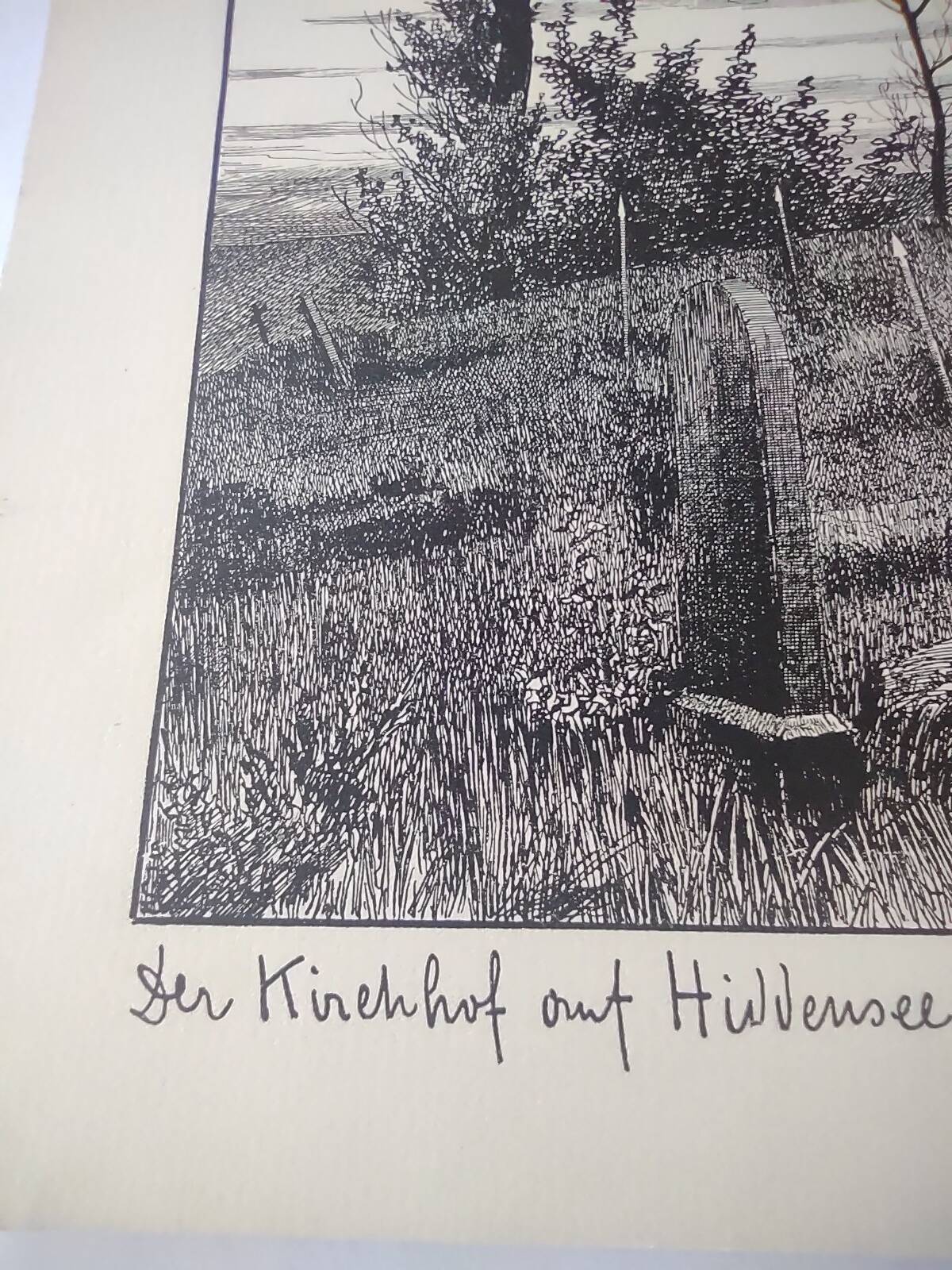 Antique print - Hiddensee cemetery - Lithograph from 1902