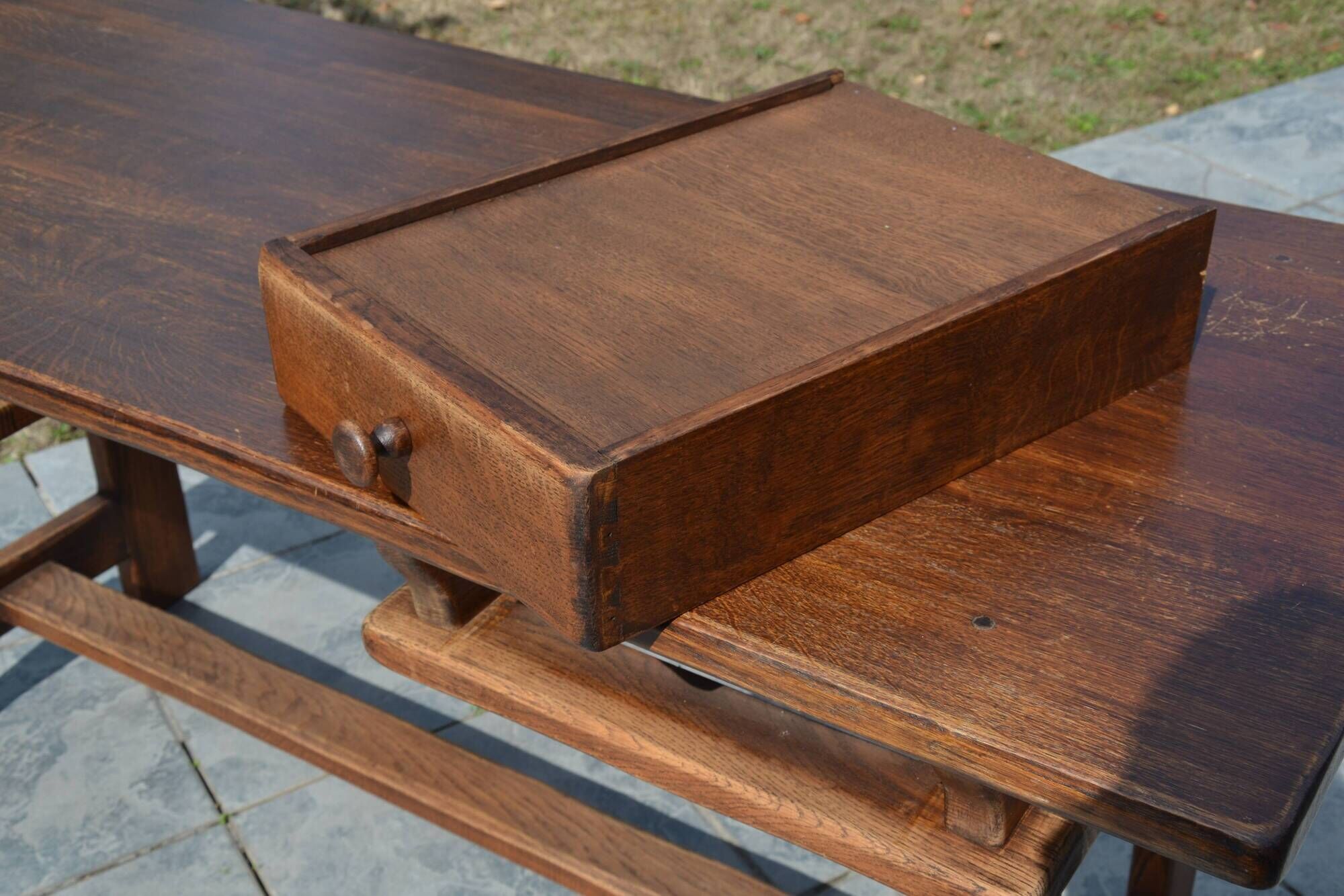 Bureau/table de ferme "brutaliste" chêne massif