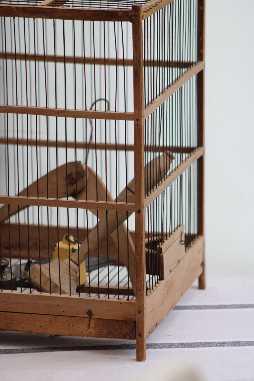 Old wooden bird cage