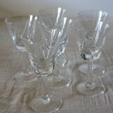 9 small crystal digestive glasses in very good condition.