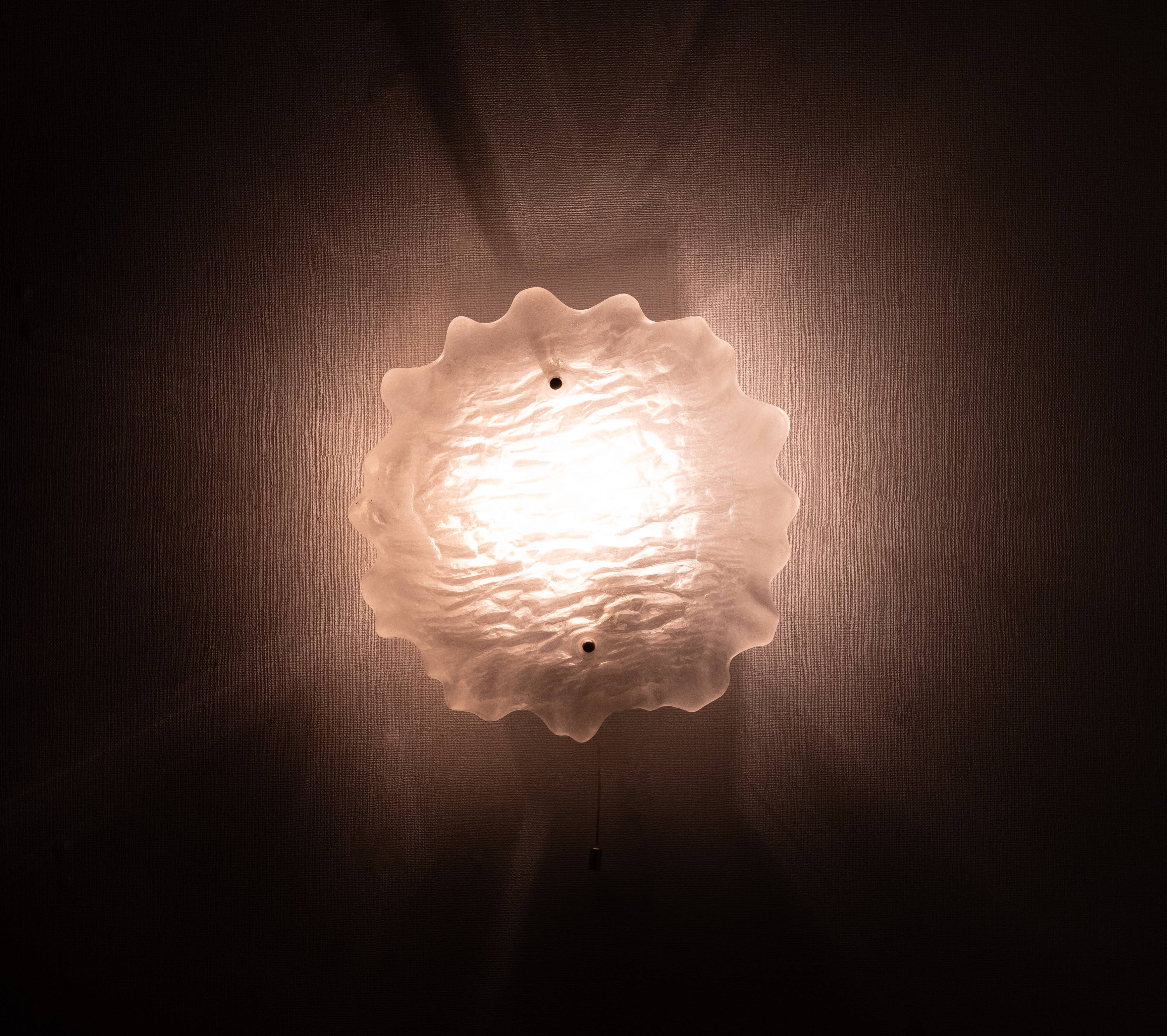 J.T. Kalmer Frosted Glass wall lamp 1960s Austria