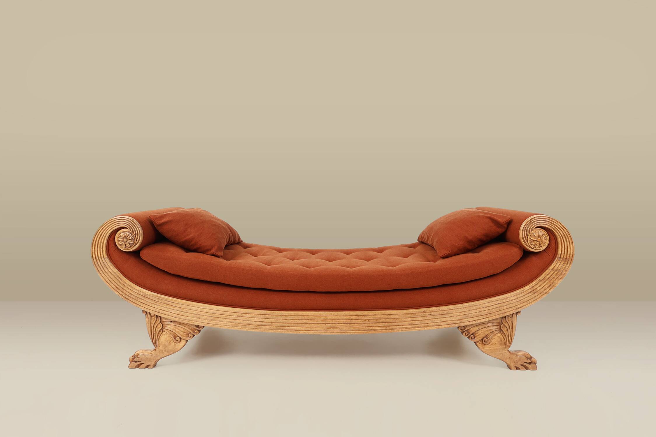 French hand carved oak daybed in Empire style