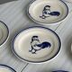 Set of 6 hand painted plates with rooster motif