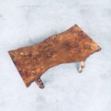 Brutalist Style Handcrafted Oak and Grape Wood Side Table, 1950s