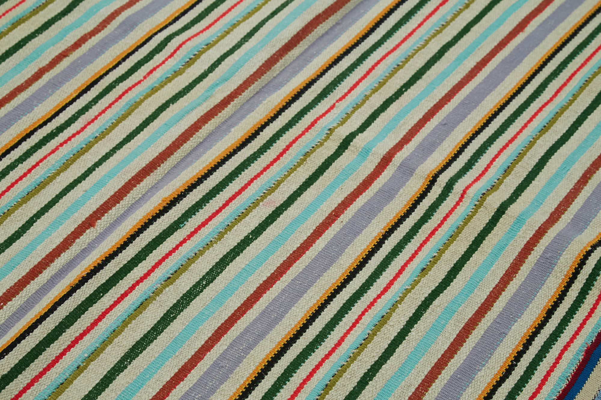 Handmade turkish contemporary 1980s 168 cm x 253 cm multicolor hemp kilim carpet