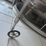 Chariot desserte ovale métal argenté année 60