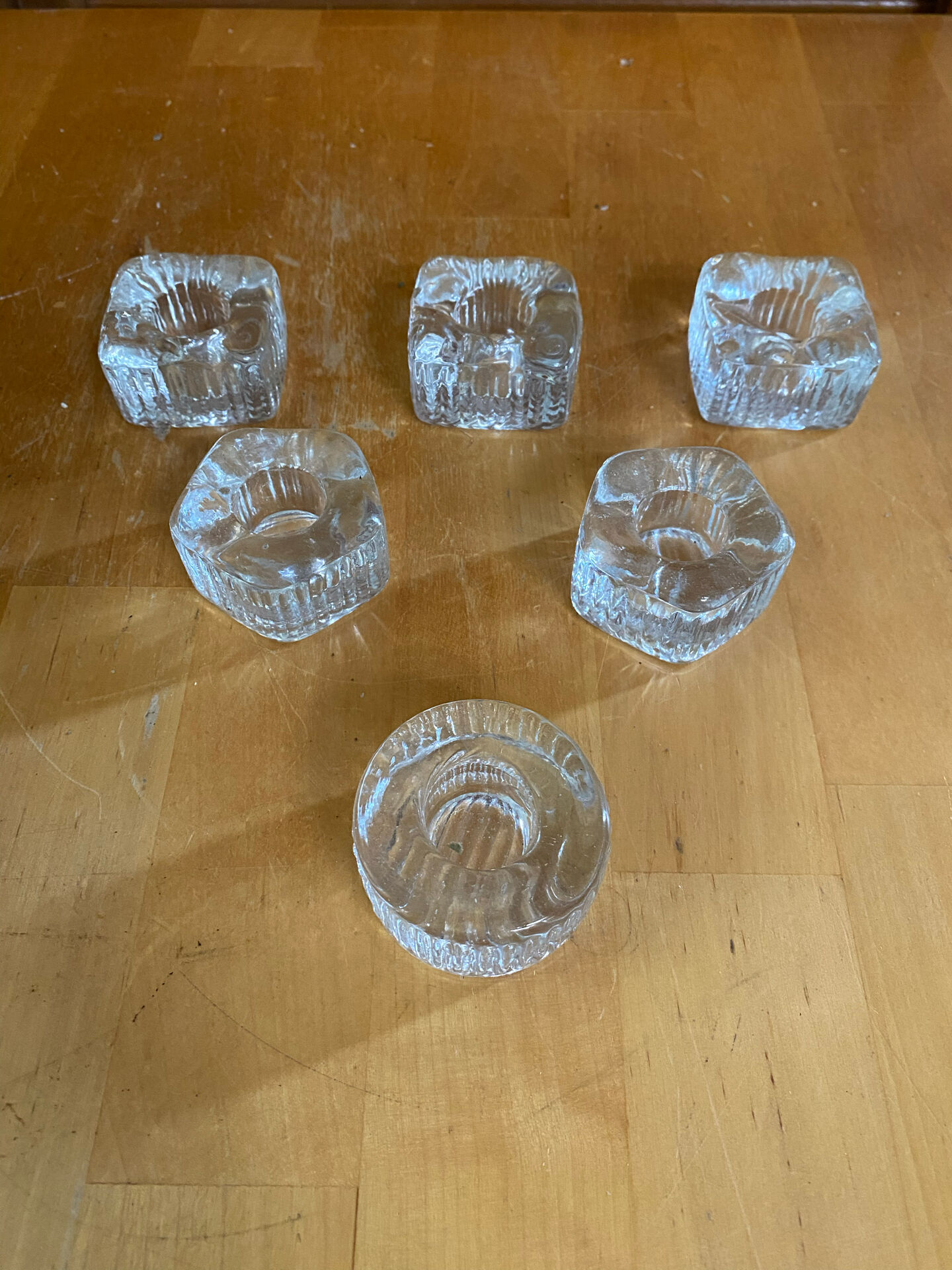 Series 6 antique candle holders mina moulded glass + vintage box #e483