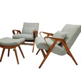 Ensemble de deux fauteuils Tatra avec repose-pieds, années 1950-60, Tchécoslovaquie