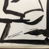 Black oil painting: loving couple embraced signed godeau 1989, figurative style, framed